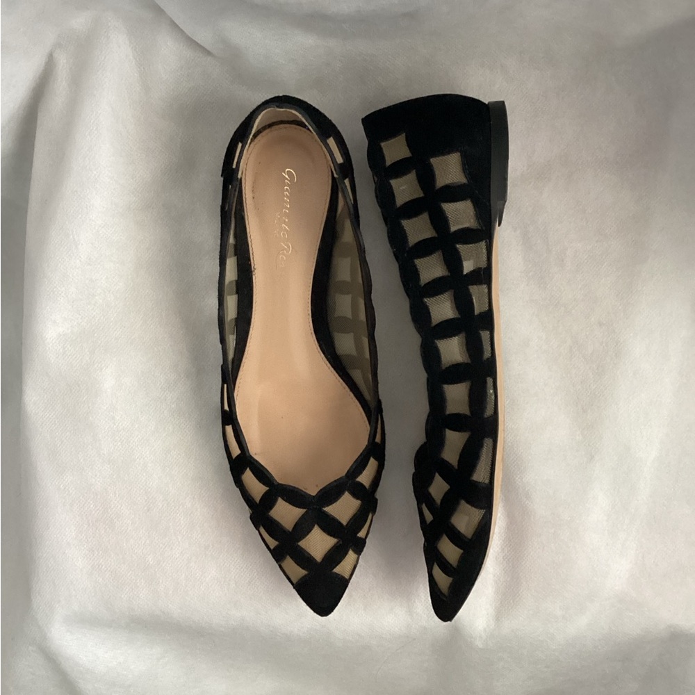 Gianvito Rossi Suede and Mesh Cutout Flats, Size 36.5